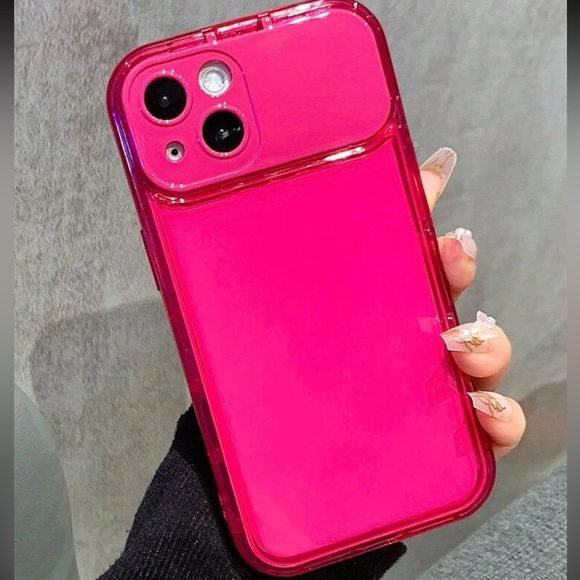 Clear Hot Pink iPhone 13 Pro Case with Mirror - Picture 3 of 4